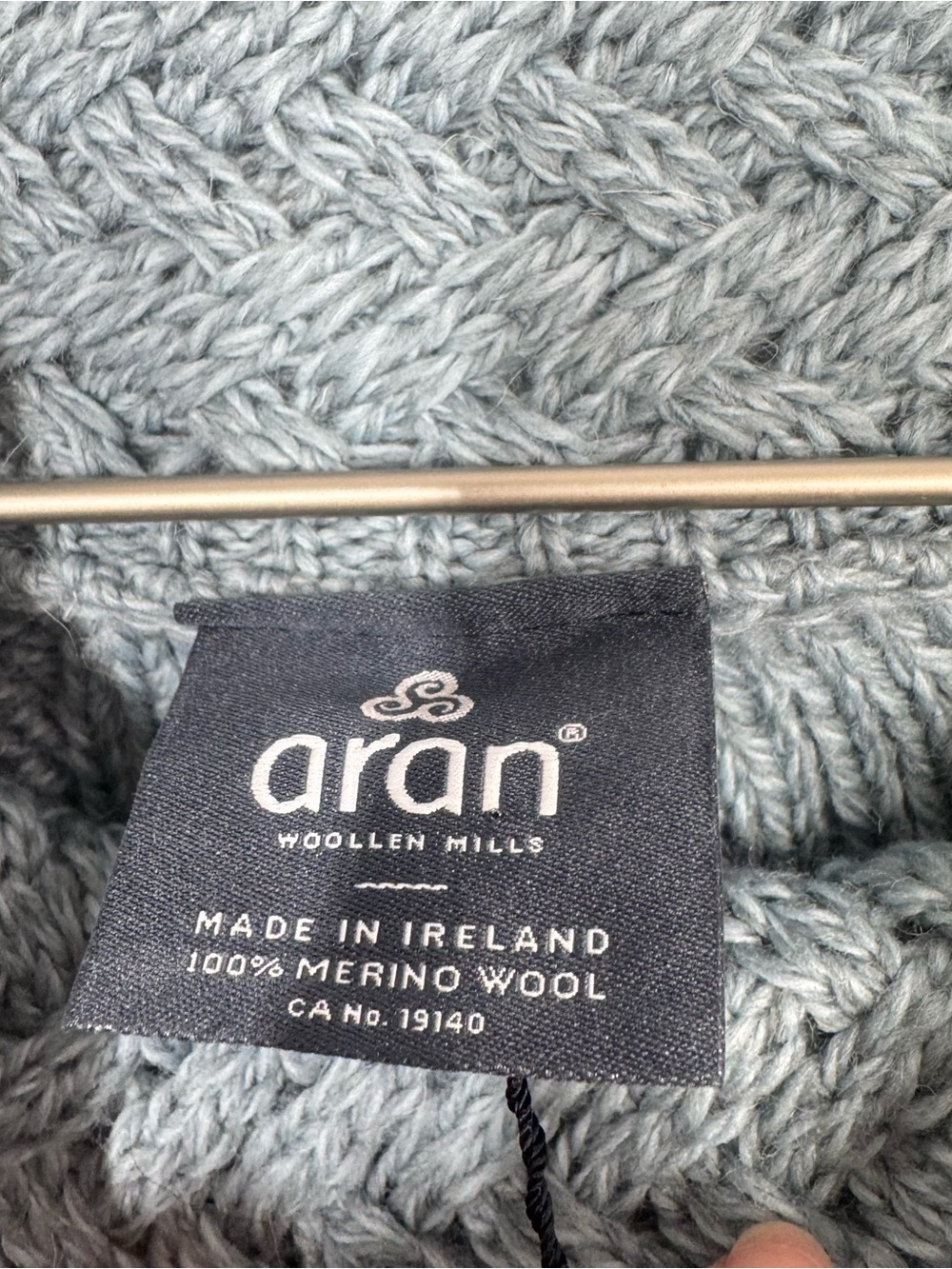 ARAN Crafts Cowl Neck Cable Knit Blue Tunic Sweater Thick Wool Women’s L NEW! - Picture 8 of 9